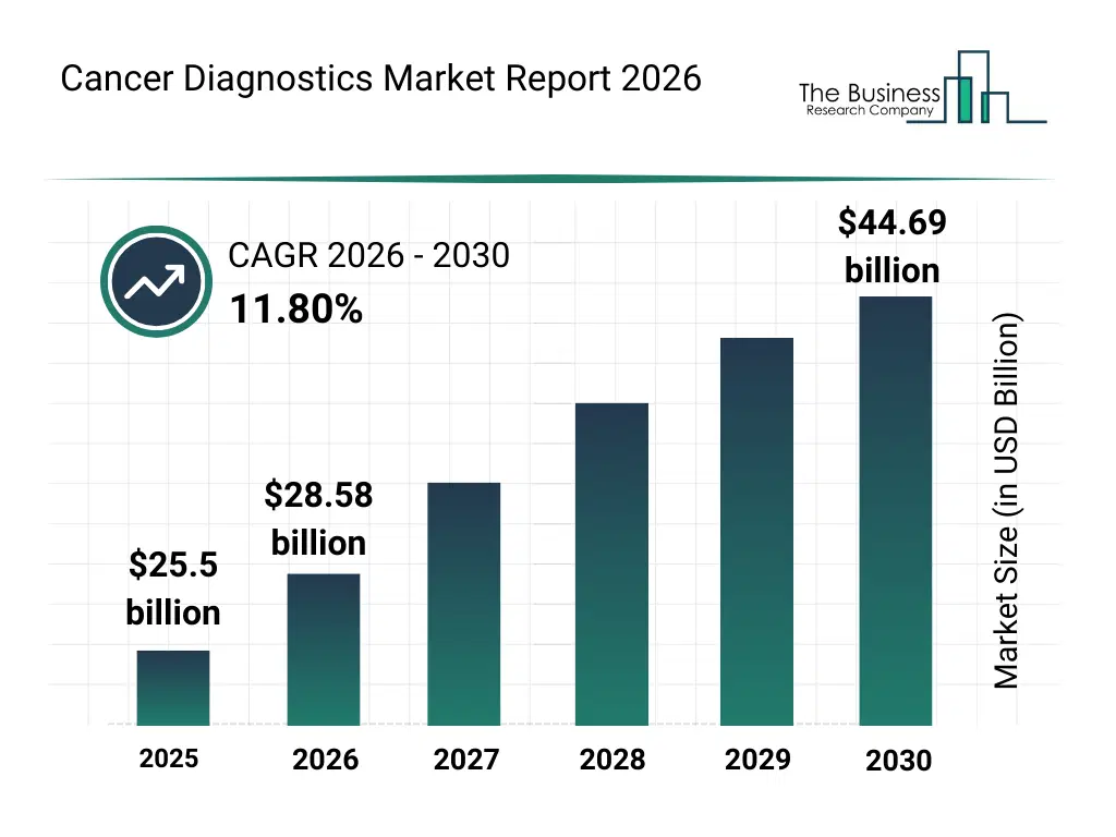 Bar graph showing data trends in the Cancer Diagnostics Market Cancer Diagnostics Market Bar Graph