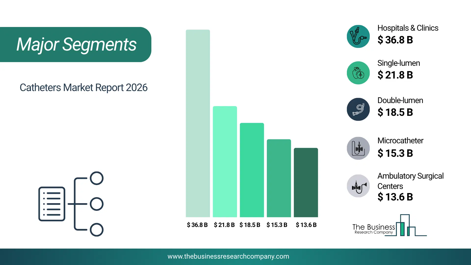 Catheters Market Major Segmentation Breakdown2026 Major Segmentation Breakdown Chart Of The Catheters Market.