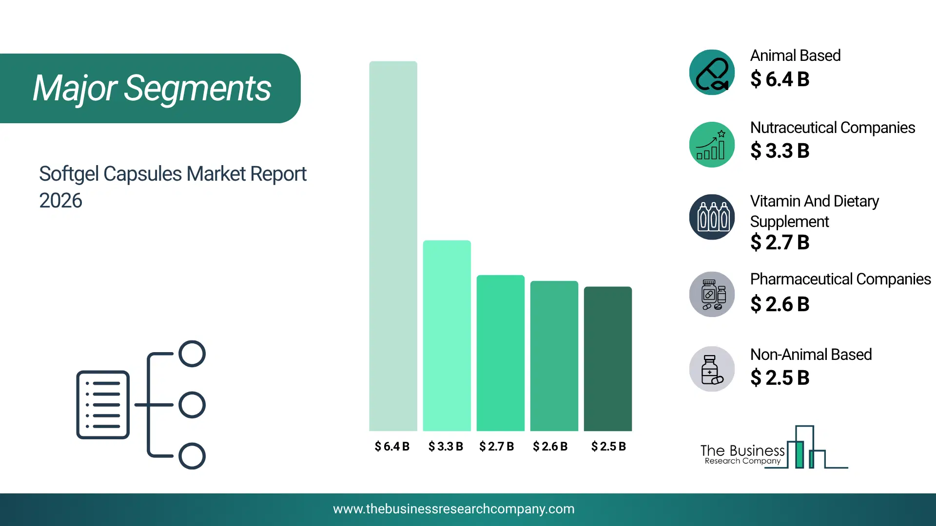 Softgel Capsules Market Major Segmentation Breakdown2026 Major Segmentation Breakdown Chart Of The Softgel Capsules Market.