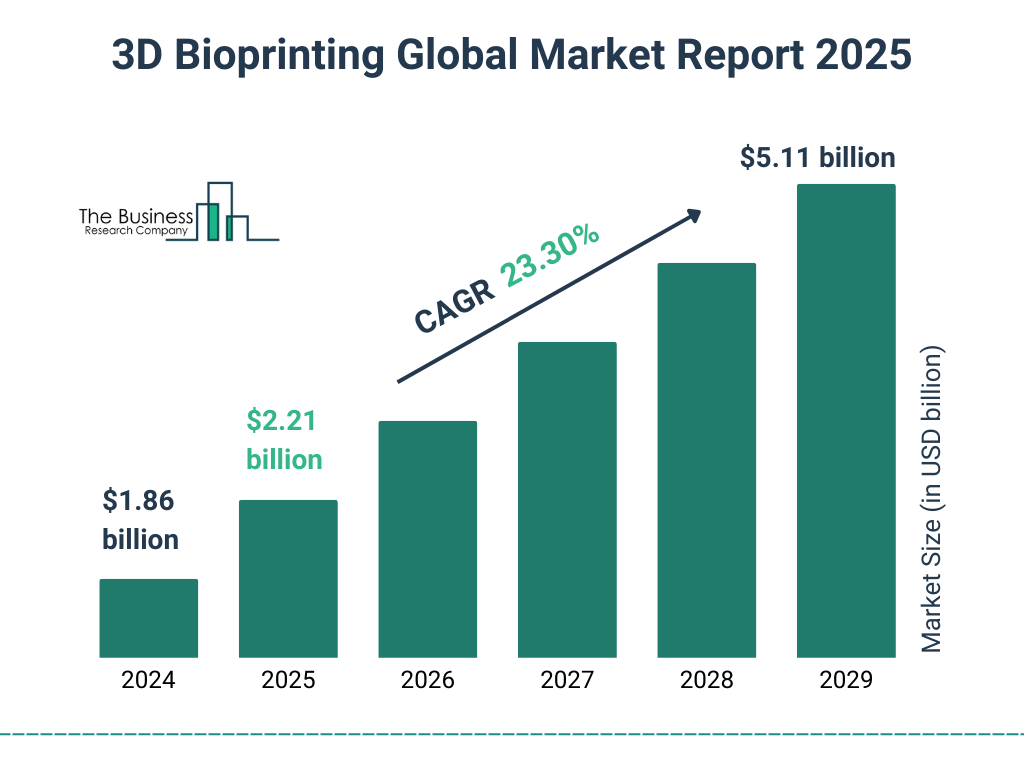 3D Bioprinting Market Size and growth rate 2025 to 2029: Graph