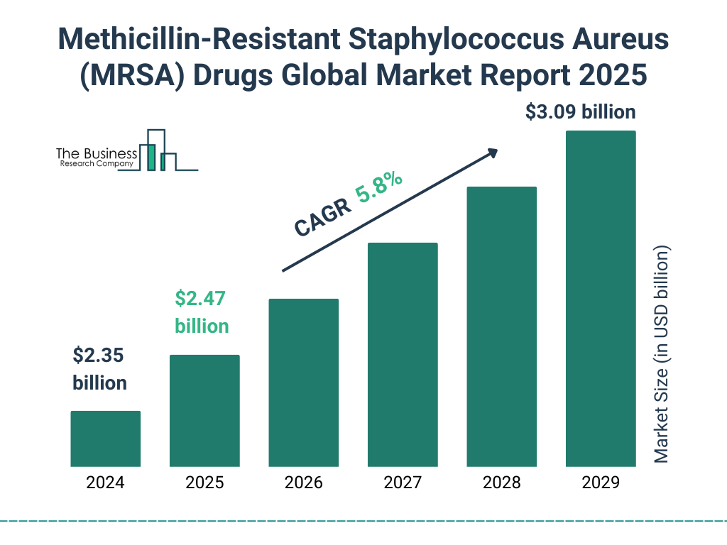 Methicillin-Resistant Staphylococcus Aureus (MRSA) Drugs Market Size and growth rate 2025 to 2029: Graph